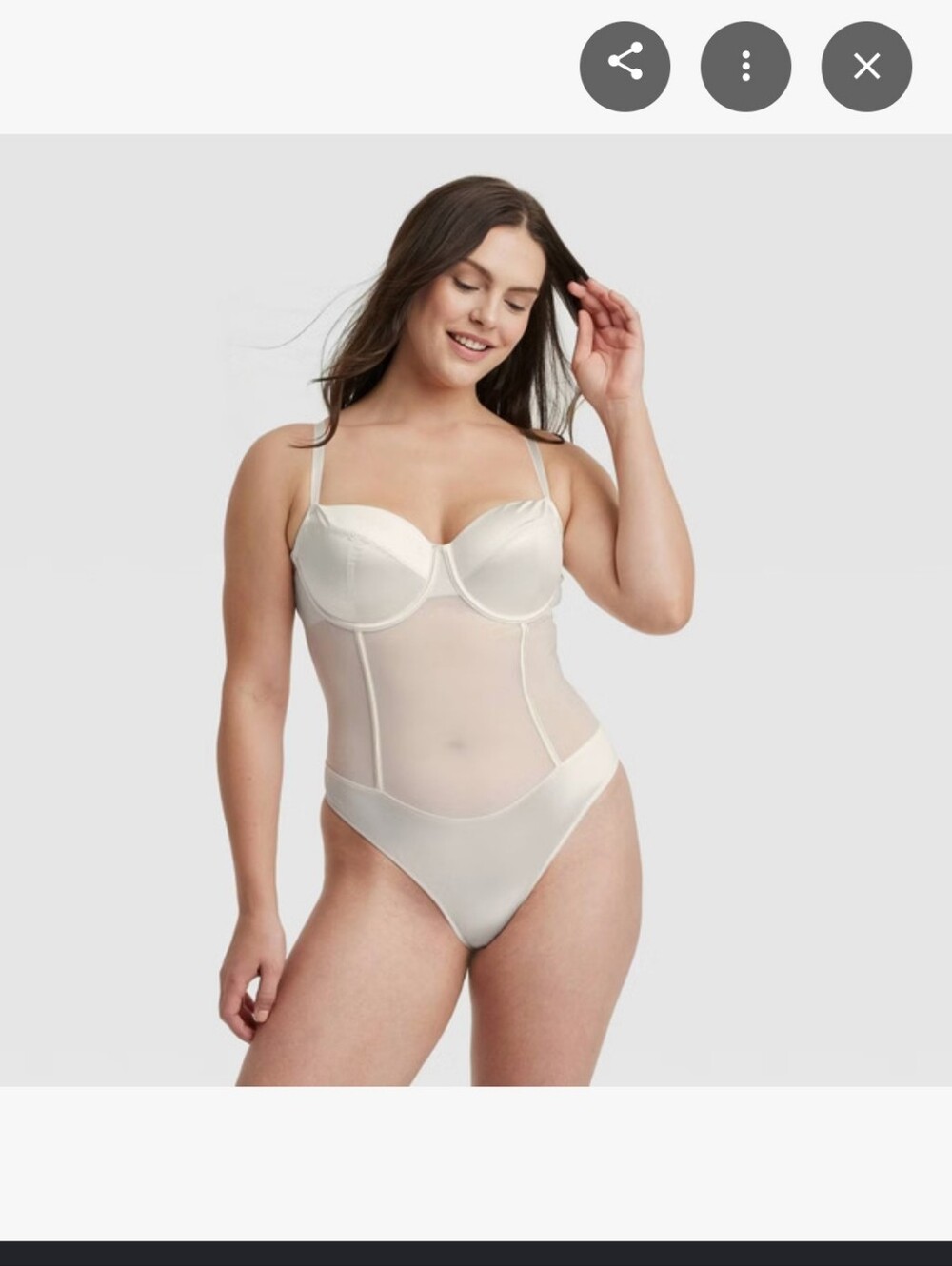 New Women's G String Light Cream Bodysuit with Underwire Support Size XL